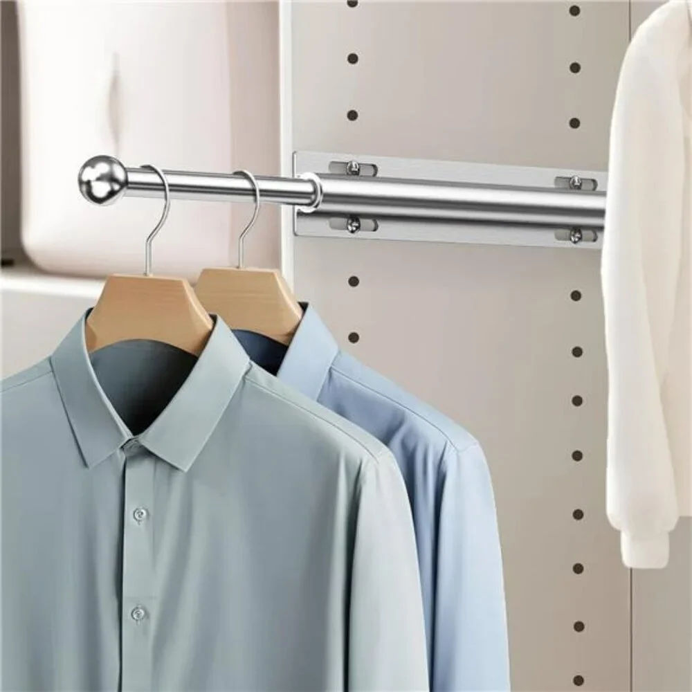 Closet valet rod pull out retractable clothing hanger rod organizer for clothes